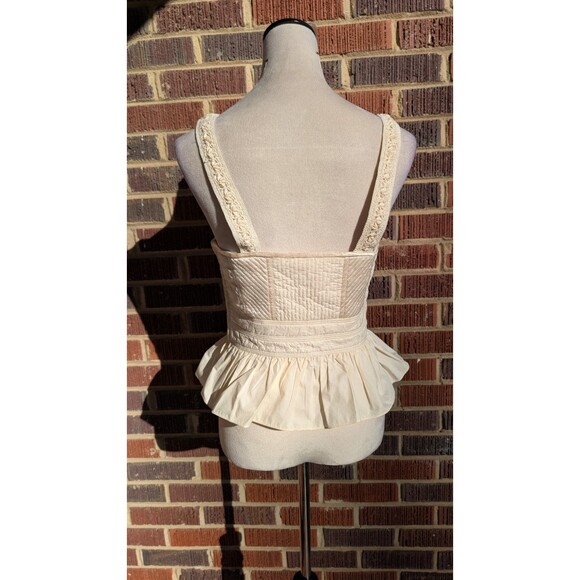 ULLA JOHNSON Orla Corset Top- Lace Up Peplum Bustier-Ivory White- NWT Sz 4 - Picture 4 of 12